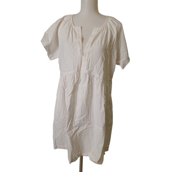 Universal Thread canvas Mini Dress Linen Blend V-neck Short Sleeve White Large - Picture 1 of 12